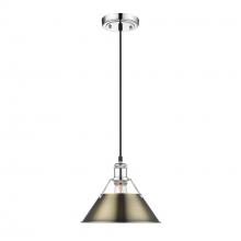  3306-M CH-AB - Orwell CH Medium Pendant - 10" in Chrome with Aged Brass shade